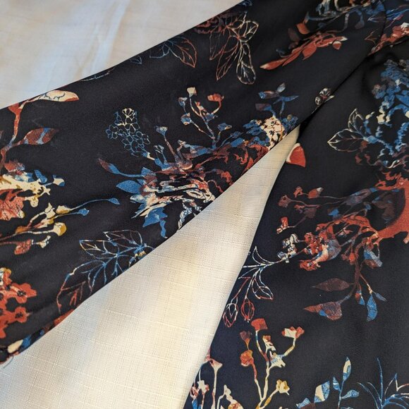 DR2 Navy Blue‎ Casual Floral Popover V-Neck 3/4 Sleeve Dress - Picture 6 of 7